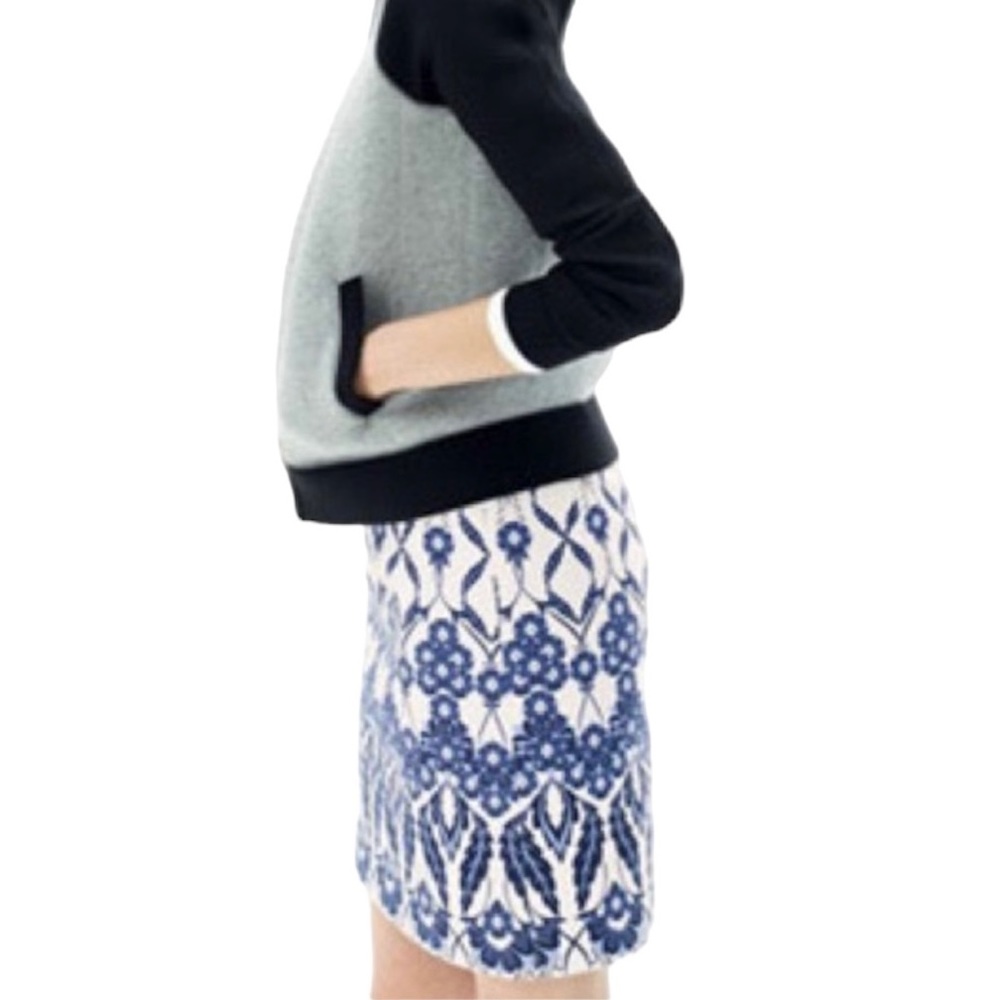 J. Crew A-Line Skirt with Blue Floral Pattern